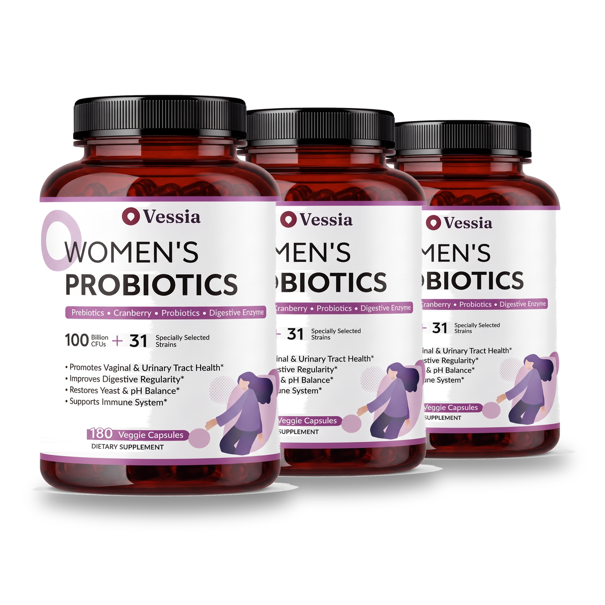Vessia Probiotica voor Vrouwen – 3 potten